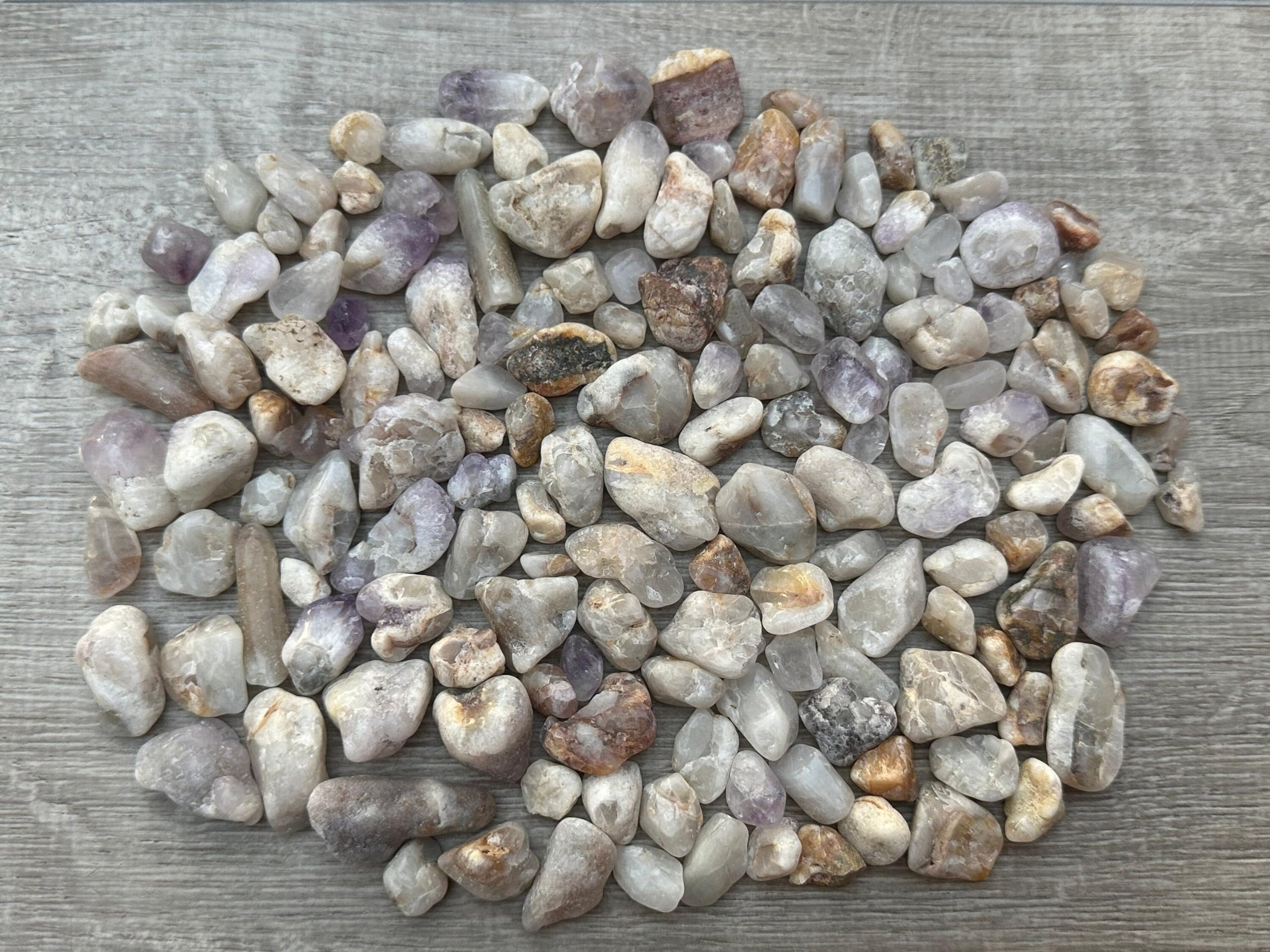 GAF TREASURES 2 oz Lot Natural Semi Tumbled Gemstone Chips, Crushed Mini Crystals, Undrilled Crystal Chips (Spirit Quartz)