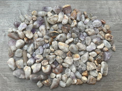 GAF TREASURES 2 oz Lot Natural Semi Tumbled Gemstone Chips, Crushed Mini Crystals, Undrilled Crystal Chips (Spirit Quartz)