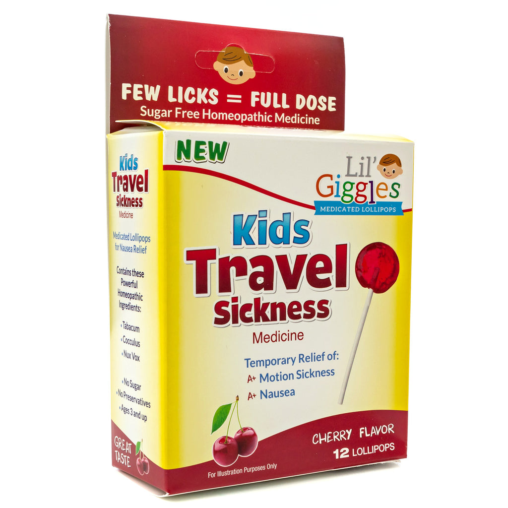 Lil Giggles Kids Medicated Lollipops - Sweet Gentle Relief for Kids & Non-drowsy - for Car Sickness, Travel Nausea & Motion Sic