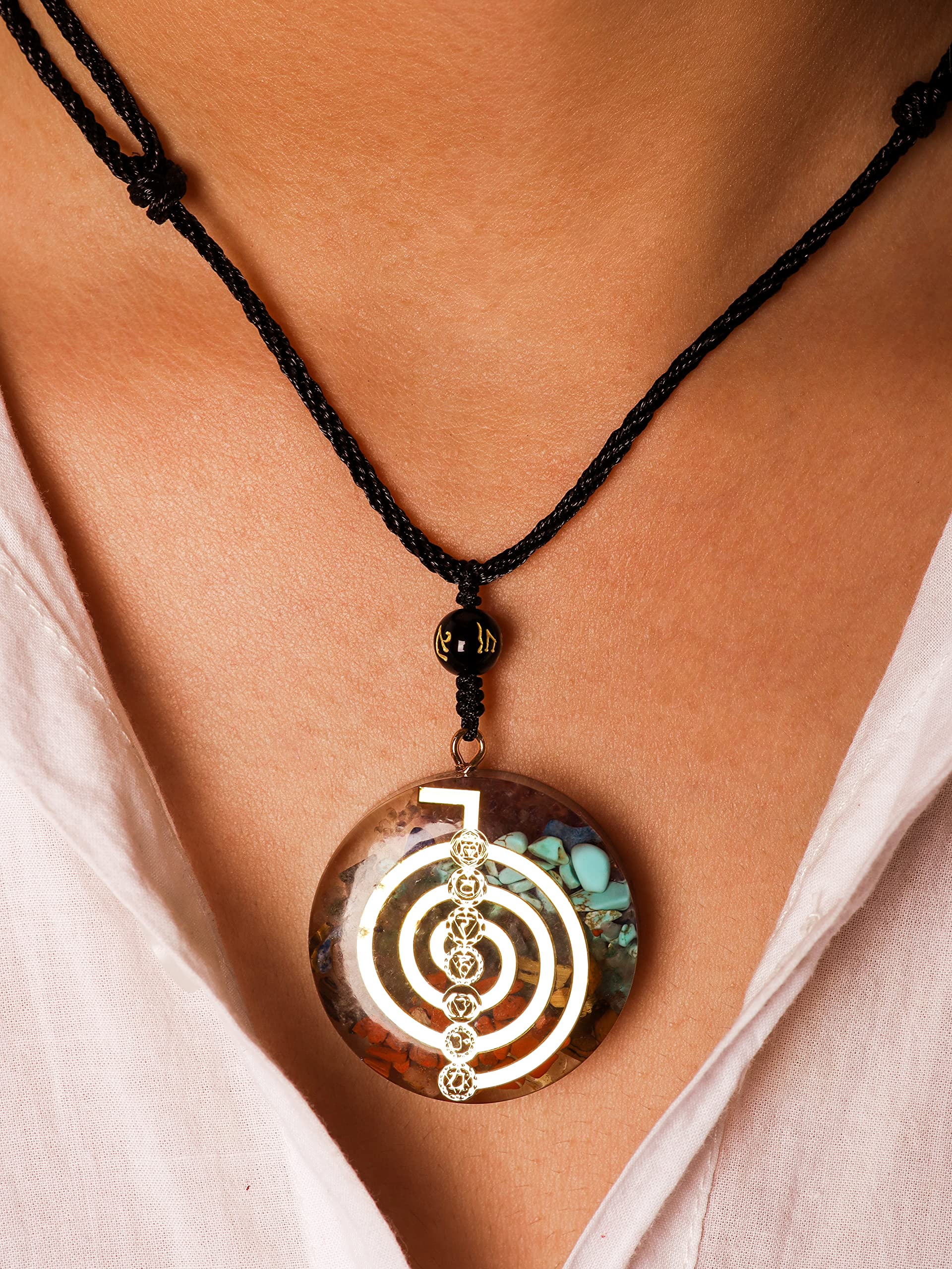 MINACHI Orgone Necklace, 7 Chakra Orgonite Pendant for Spiritual Healing and Positive Energy Meditation
