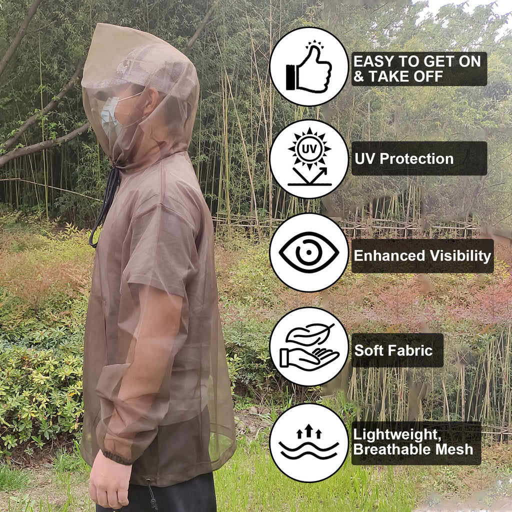 Aventik No-See-Um Mesh Mosquito Jacket for Outdoor, Multiple Sizes to Fit Everyone Stay Safe and Cool UV Resistant 3D Structure