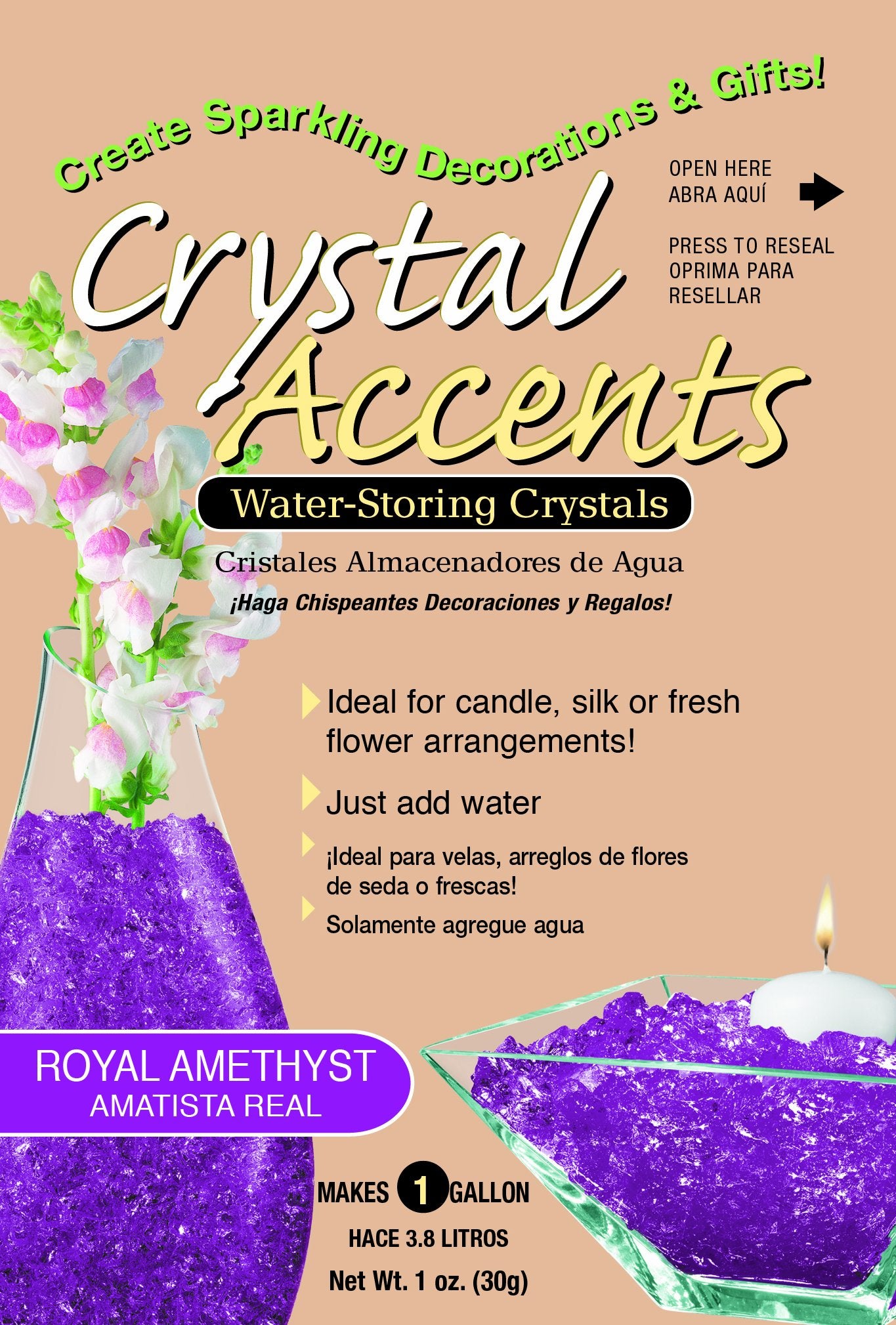 JRM Chemical CA-25R Crystal Accents 1 oz Bag Royal Amethyst -pack of 25