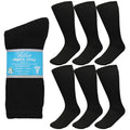 Falari 6-Pack Physicians Approved Diabetic Crew Socks Loose Fit Top Help Blood Circulation (13-15, Black)