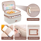 Lexeeco Medicine Bag for Traveling, Dual Layers Medicine Pill Organizer Medication Pill Bottle Storage with Lockable Zipper, Med