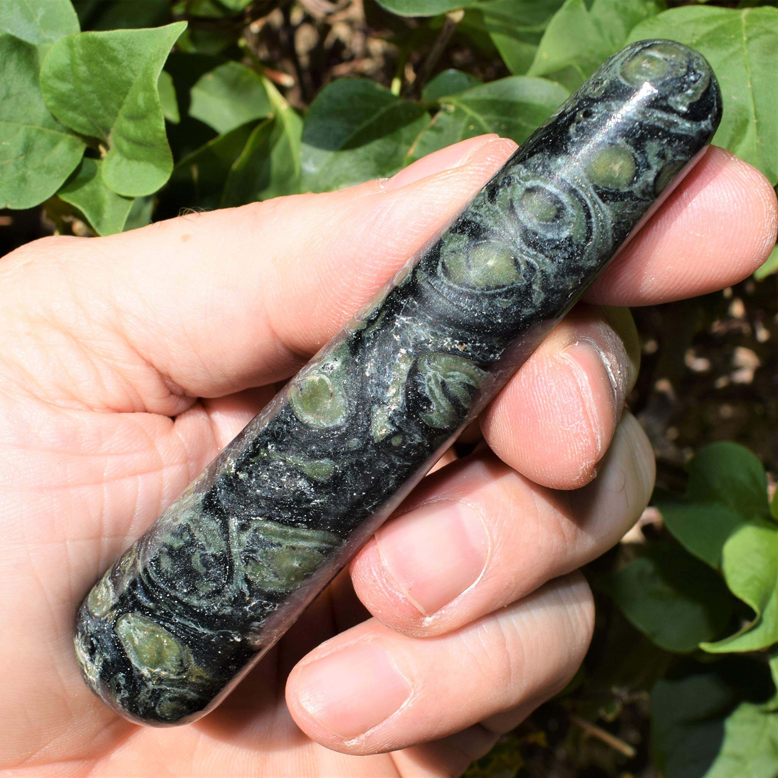 Charged 4 Natural Kambaba Jasper Crystal Massage Wand + Selenite Charging Heart Included [aka Galaxy Jasper & Crocodile Jasper]