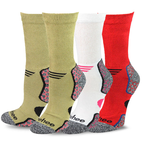 No Binding Viscose from Bamboo Colorful Diabetic Crew 3-Pairs Socks for Women (9-11, Assorted)