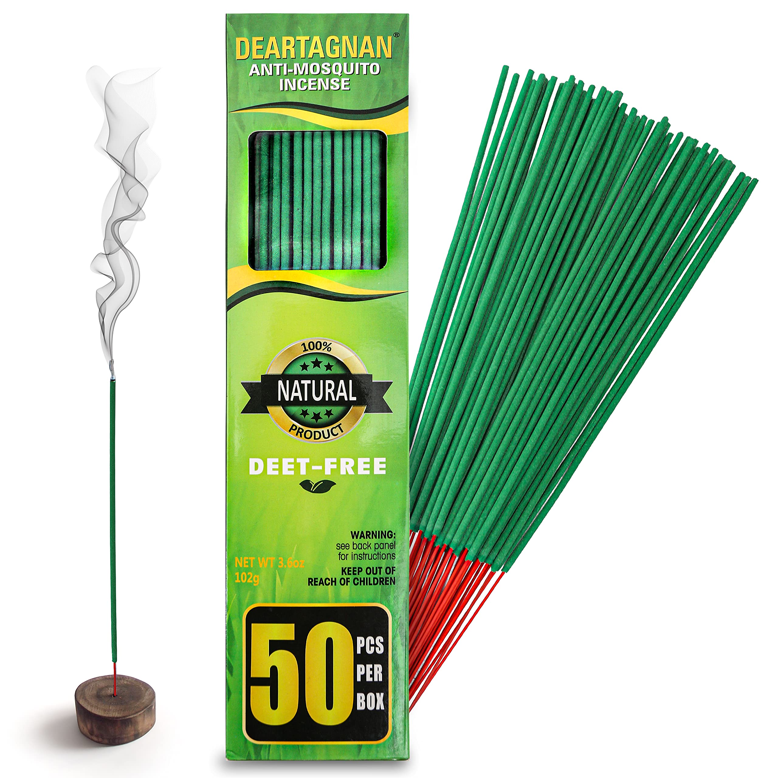 Mosquito Repellent Incense Sticks 50 Pieces per Box, Repellent for Patio /Natural Ingredients Citronella Oil/Lemongrass Oil/Made