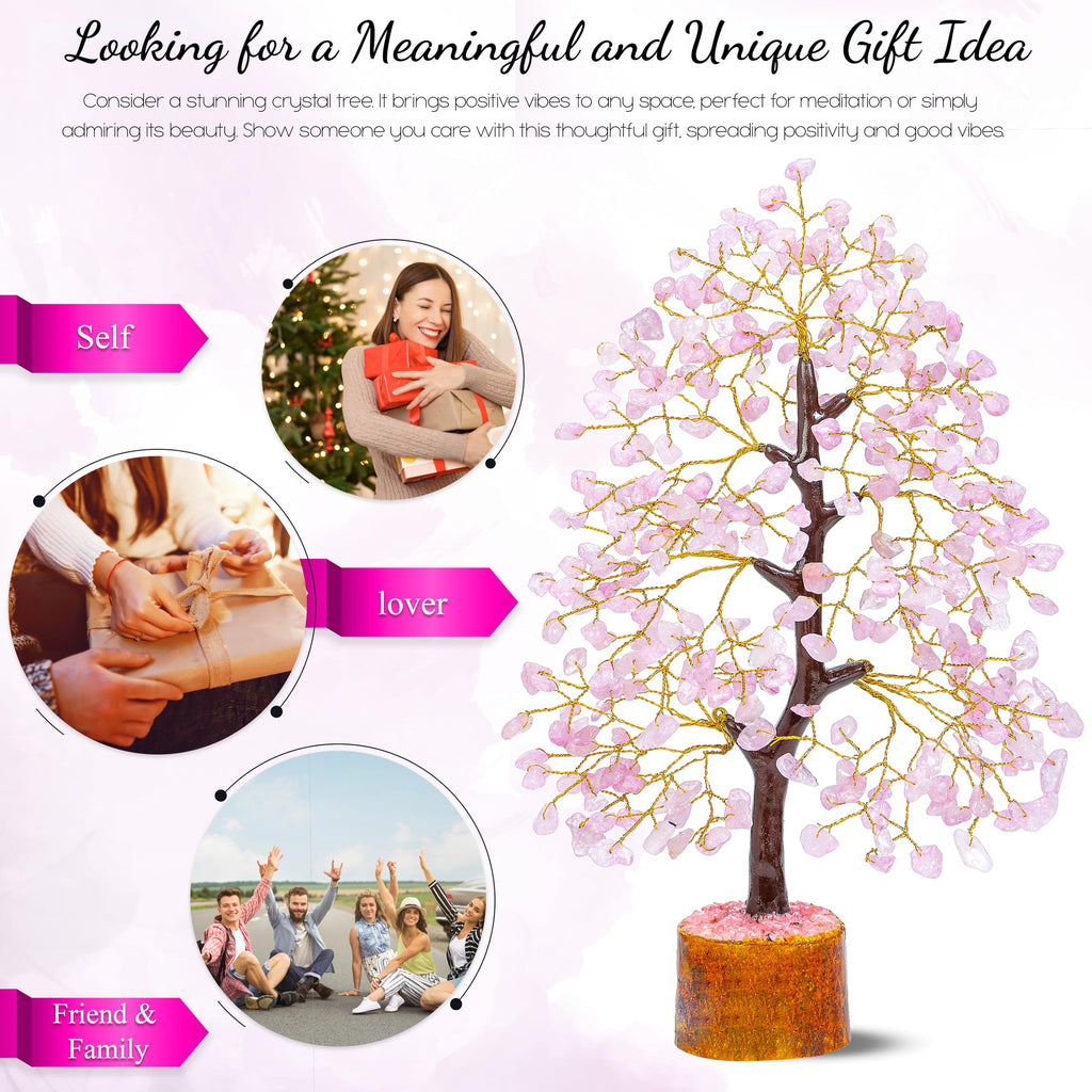 Rose Quartz Crystal Tree Room Decor and Pink Home Decor Healing Crystals Chakra Tree of Life Birthday Gifts for Women Mom Her Si