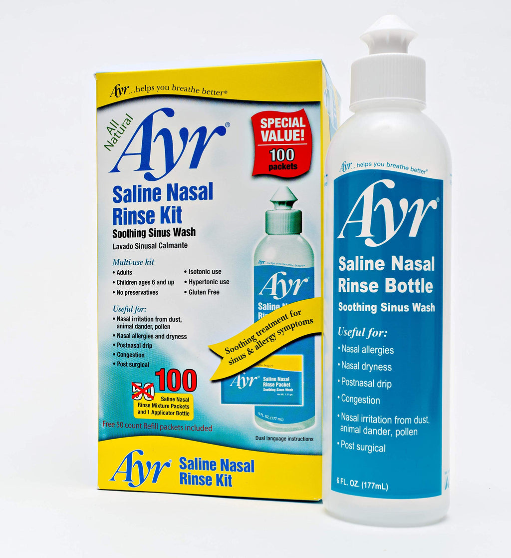 Ayr Saline Nasal Rinse Kit, 100 ct