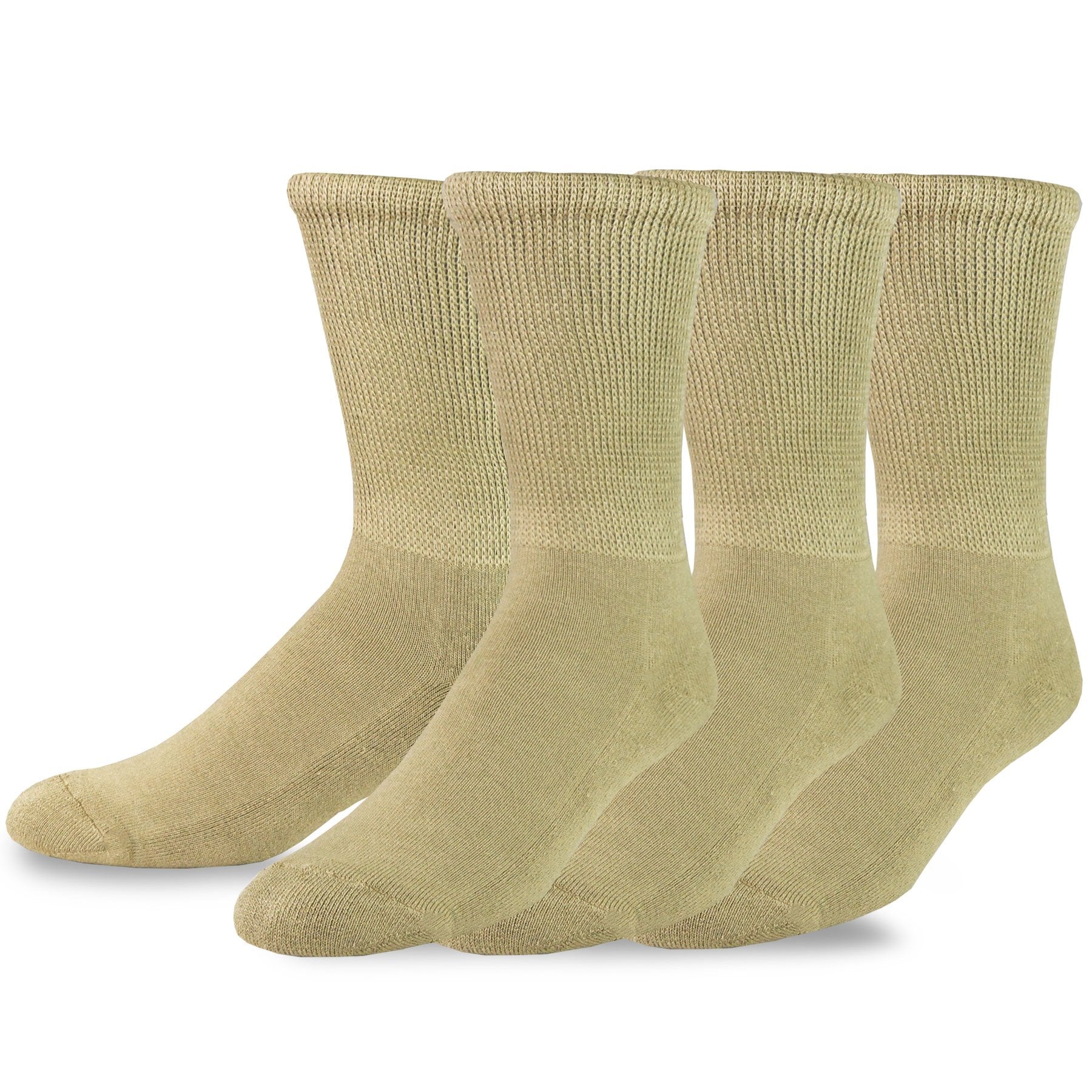 Lose Top Binding Diabetic Socks for Women Viscose from Bamboo Crew 3-Pairs (9-11, Tan)