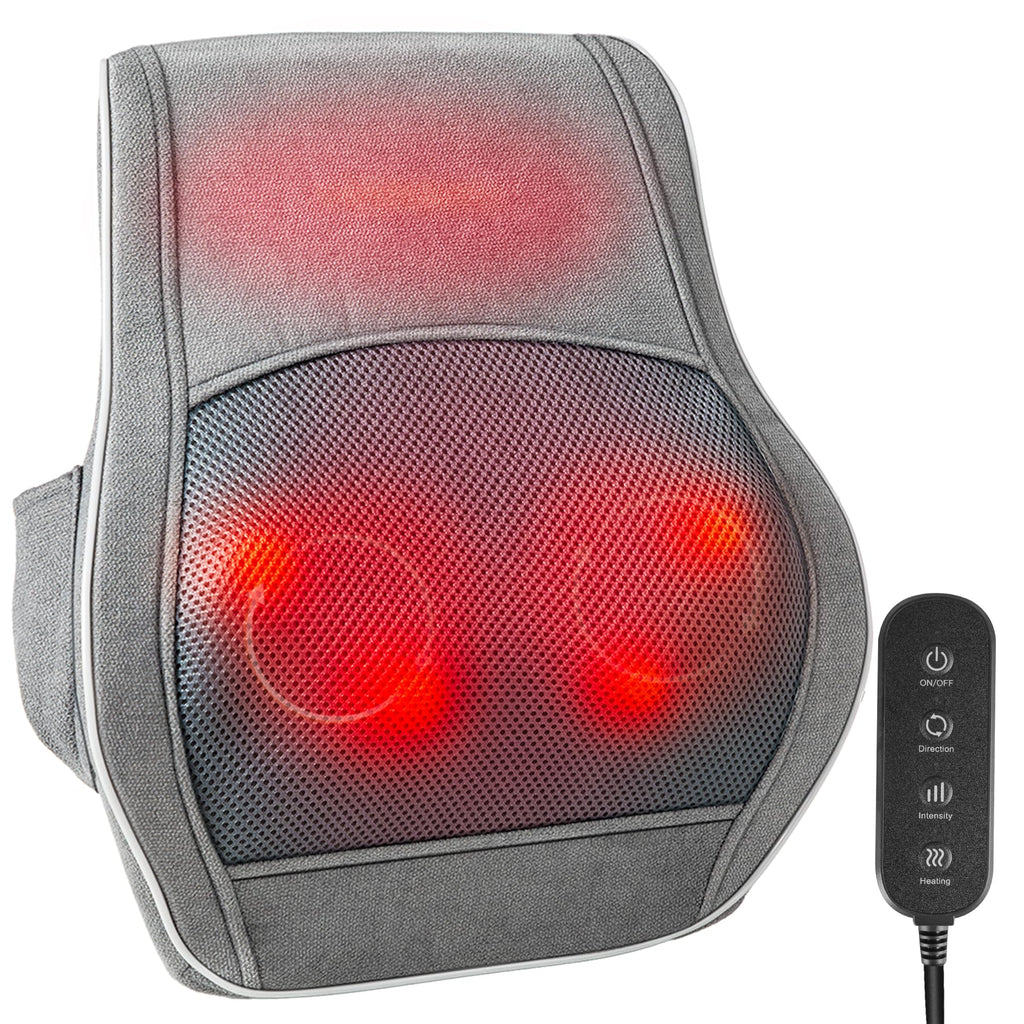 Brelley Shiatsu Neck and Back Massager with Heat, Deep Tissue Kneading Massage Pillow, Electric Massagers with Bi-Directional Ro