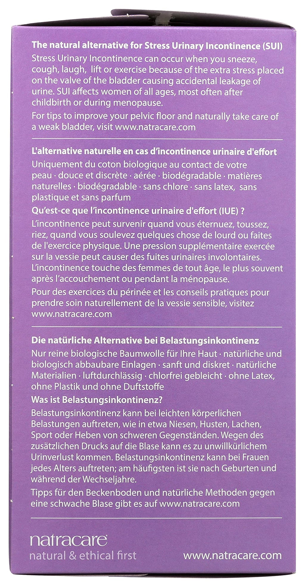 Natracare Dry & Light, Slim, Natural and Absorbent Pads with Organic Cotton Cover for Light Urinary Incontinence (1 Pack, 20 Pad