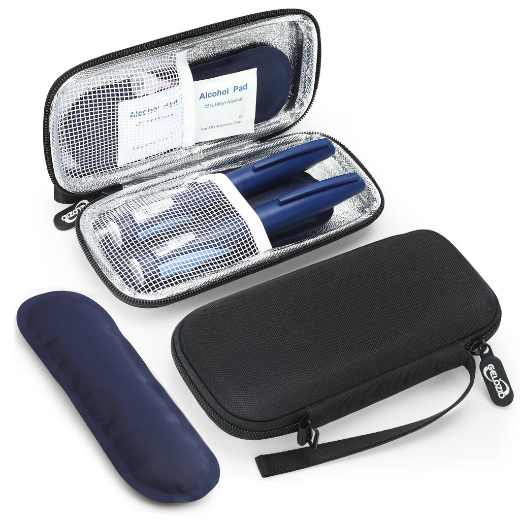 Gelozid Insulin Cooler Travel Case Diabetic Medication Insulated Cool Organizer with 2 Reusable Ice Packs for Insulin Pen and Ot