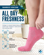 Doctor's Select Ankle Bamboo Viscose Diabetic Socks for Women & Men - 4 Pairs | Light Blue, Blue, Purple, Pink | Extra Wide Calf