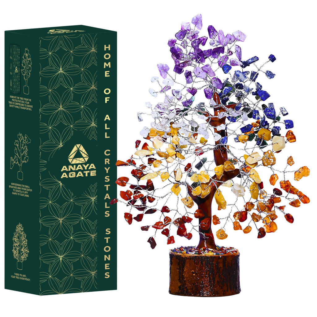 ANAYA AGATE 7 Chakra Healing Crystal Tree, Gift for Women and Mom, Handmade Crystal Tree of Life for Good Luck Gifts, Positive E