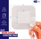 GauzeCare Island Dressing 4x4 inch 28 Pcs| Individually Packed Sterile Pouches| 2x2 Non-Stick Pad in Center with Acrylic Adhesiv