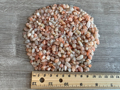 GAF TREASURES 2 oz Lot Natural Semi Tumbled Gemstone Chips, Crushed Mini Crystals, Undrilled Crystal Chips (Sunstone)