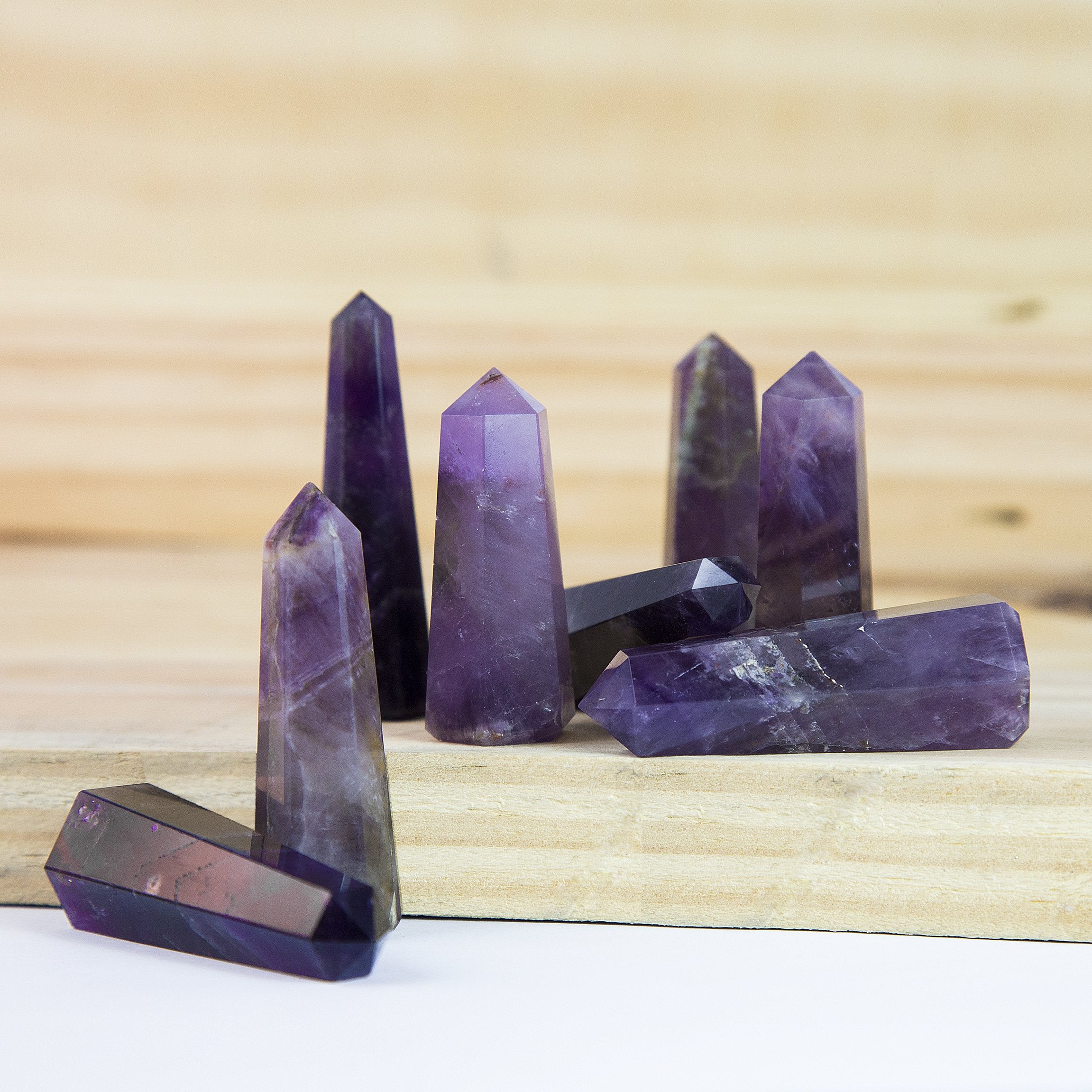 Beverly Oaks Crystal Obelisk Bulk Set Featuring Deep Purple Amethyst - Powerful Gemstone Healing Wand (1/2 Pound)