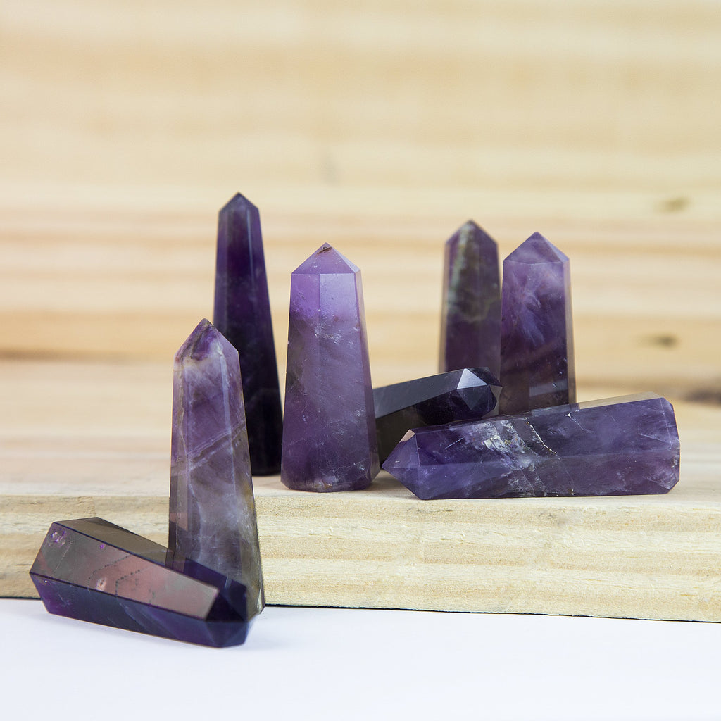 Beverly Oaks Crystal Obelisk Bulk Set Featuring Deep Purple Amethyst - Powerful Gemstone Healing Wand (1/2 Pound)