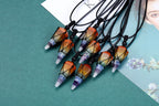 Top Plaza 5 Pcs Healing Crystal Necklaces Stone 6 Facet Pointed Pendant Necklaces Adjustable Natural Reiki Gemstone Necklace Qua
