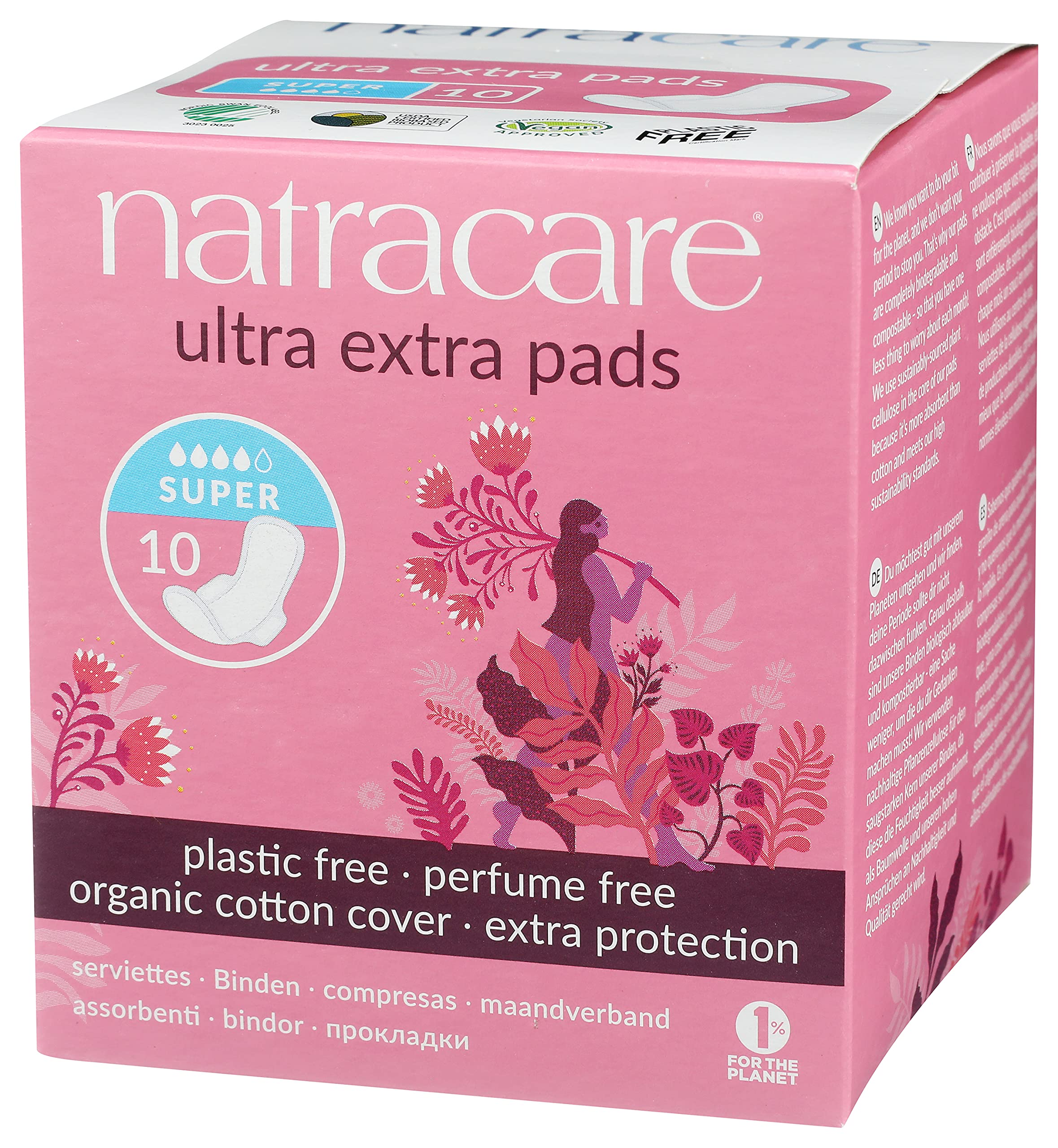 Natracare Ultra Extra Pads w/wings - Super - 10 Count