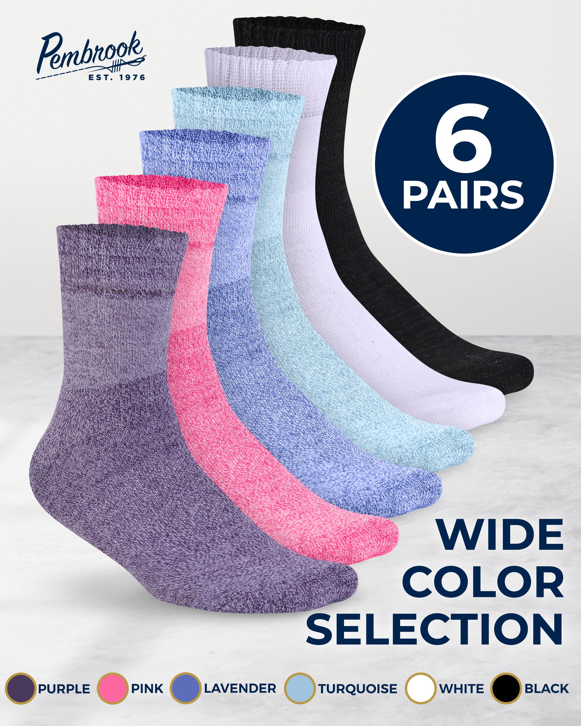 Pembrook Bamboo Viscose Diabetic Socks for Women & Men - 6 Pairs Ankle Socks for Swollen Feet | Neuropathy Socks | Edema Neuropa