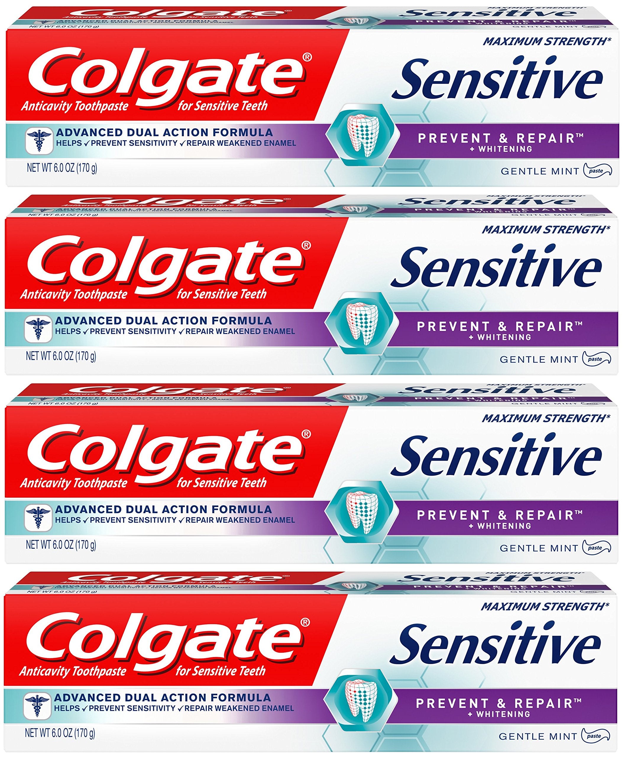Colgate Sensitive Prevent and Repair With Witening Sensitive Toothpaste, 6 oz ( Pack of 4 )