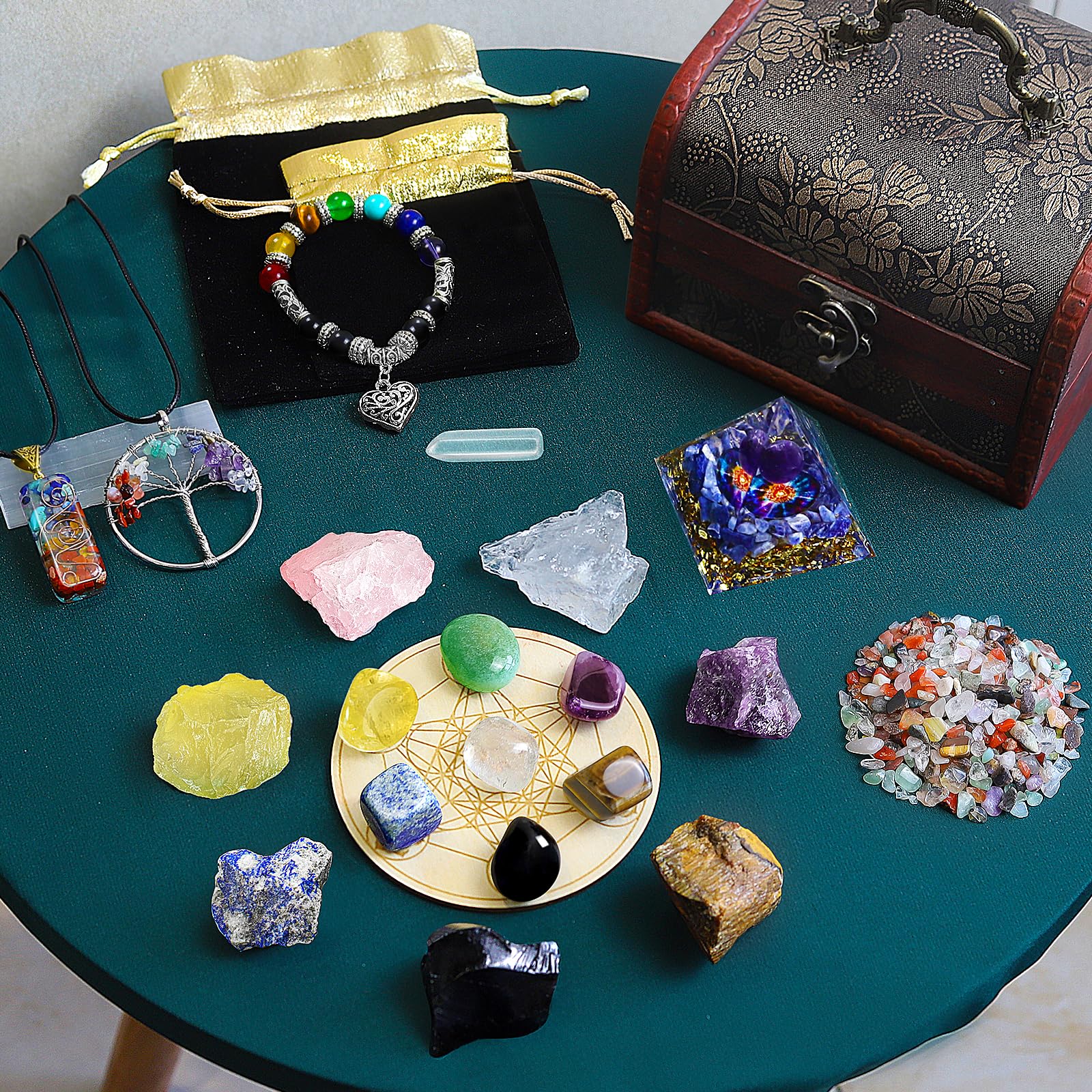 Crystals and Healing Stones,26 Pcs Healing Crystal Set for Meditation,7 Raw Chakra Stones Crystals Kit Pyramid Reiki Real Crysta