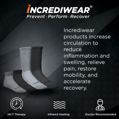 Incrediwear Circulation Socks - Womens and Mens Crew Socks (Grey, Large)