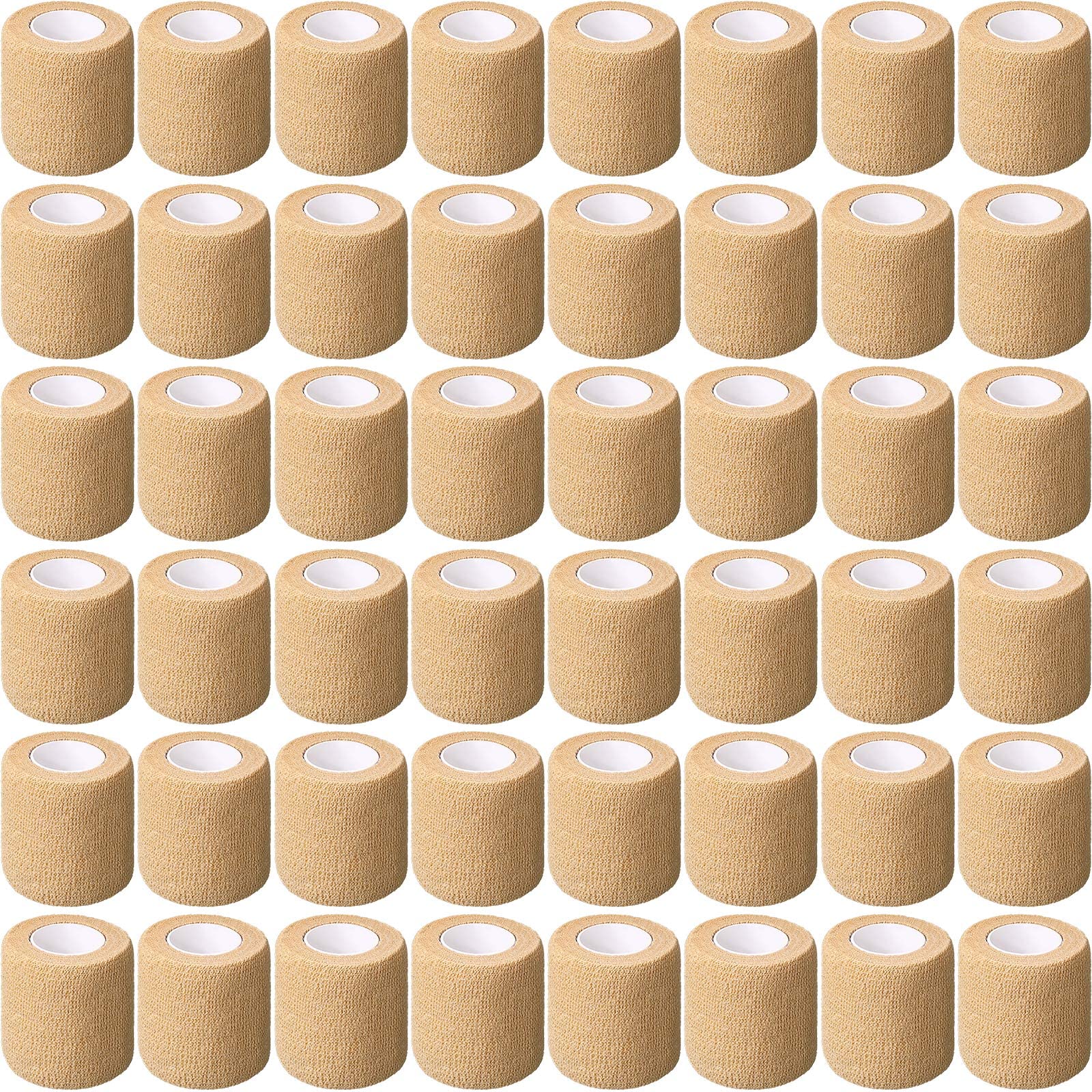 Treela 64 Pack Self Adherent Cohesive Wrap Bandages 2 Inch x 5 Yard Breathable Athletic Tape Self Adhesive Bandage Tape Elastic 
