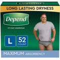 Depend FIT-FLEX Incontinence Underwear for Men, Maximum Absorbency, Disposable, Large, Grey, 52 Count (2 Packs of 26) (Packaging