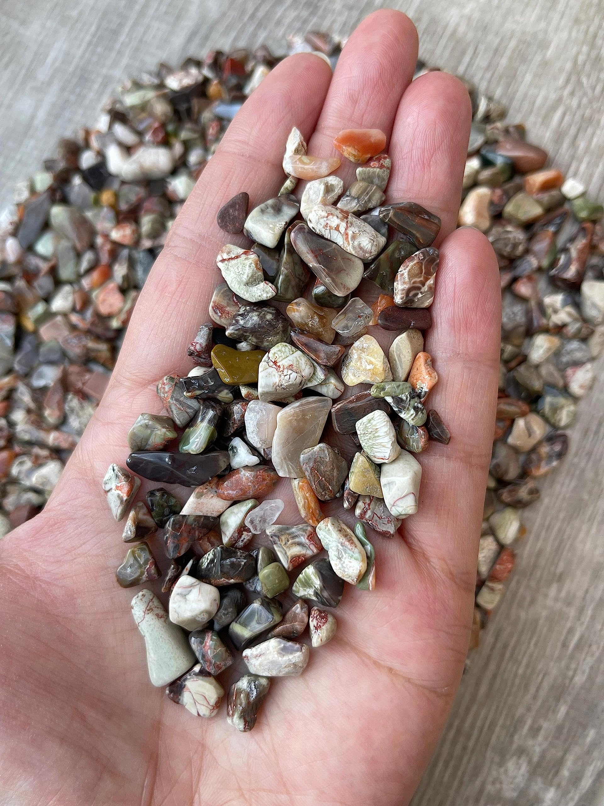 2 oz Lot Natural Semi Tumbled Gemstone Chips, Crushed Mini Crystals, Undrilled Crystal Chips (Ocean Jasper)