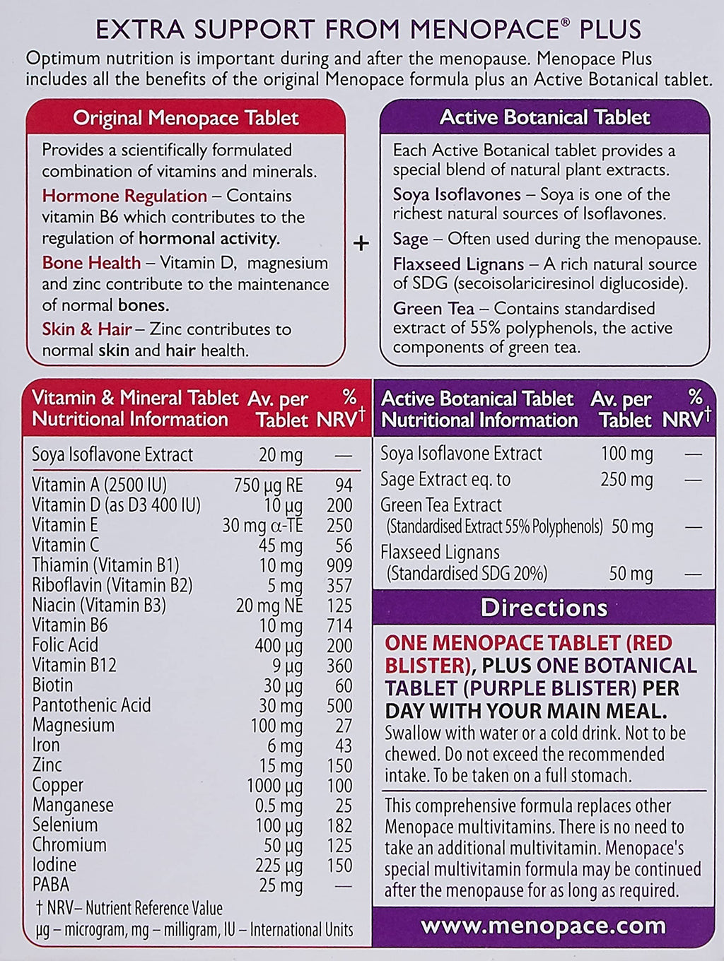 Vitabiotics Ltd Vitabiotics Menopace Plus Active Botanical 56 Tablets (2X28 D.