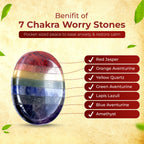 7 Chakra worrystone for Anxiety Relief,Natural Healing Crystal Thumb Stone for Meditation,Energy Balancing,Reiki,Pocket Stone,Sp
