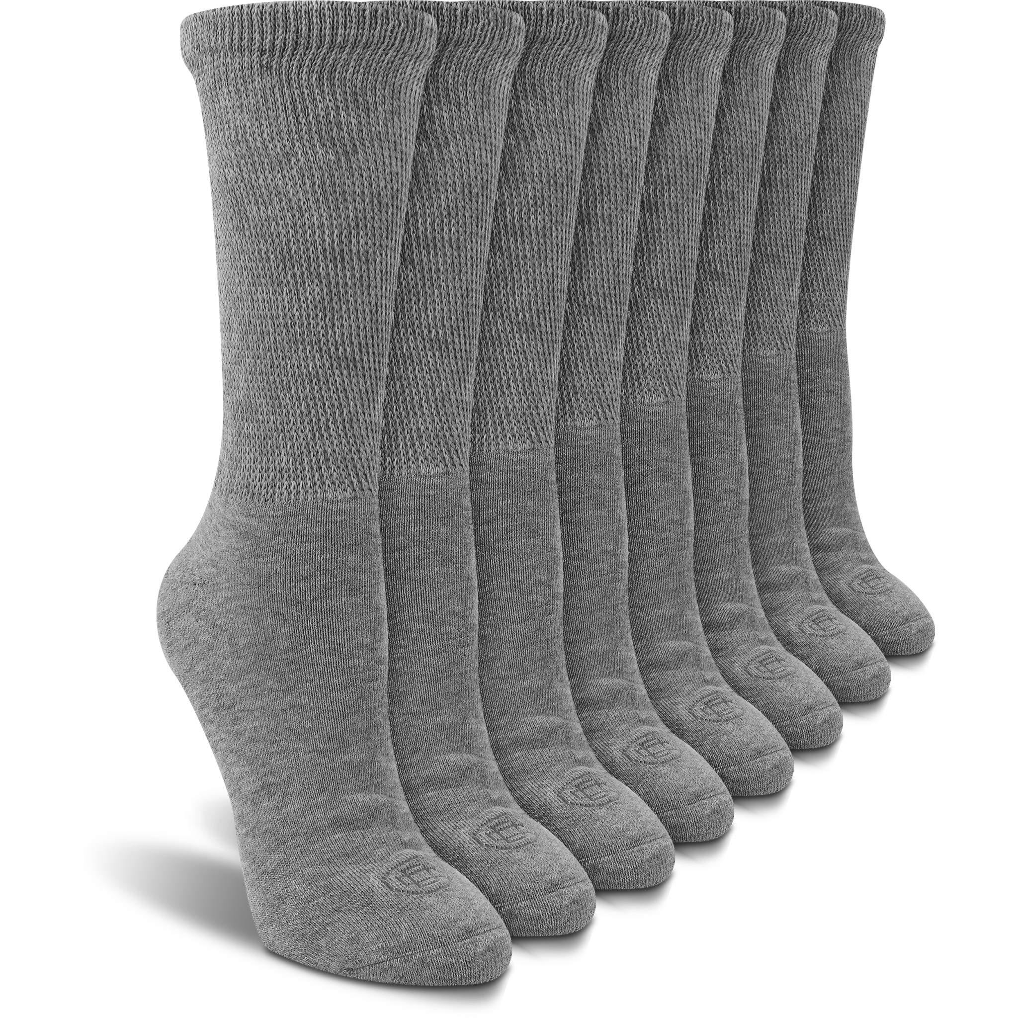 Doctor's Choice Women's Diabetic Socks, Non-Binding, Circulatory, Cushioned, Crew Socks for Swollen Feet, 4 Pack, Grey, Shoe Siz