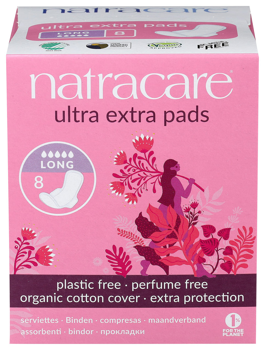 Natracare Ultra Extra Pads with Wings, Long, Individually Wrapped, Made with Certified Organic Cotton, Ecologically Certified Ce