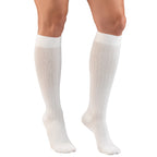 Truform Compression Socks, 15-20 mmHg, Women's Dress Socks, Knee High Over Calf Length, White Rib Knit, Large