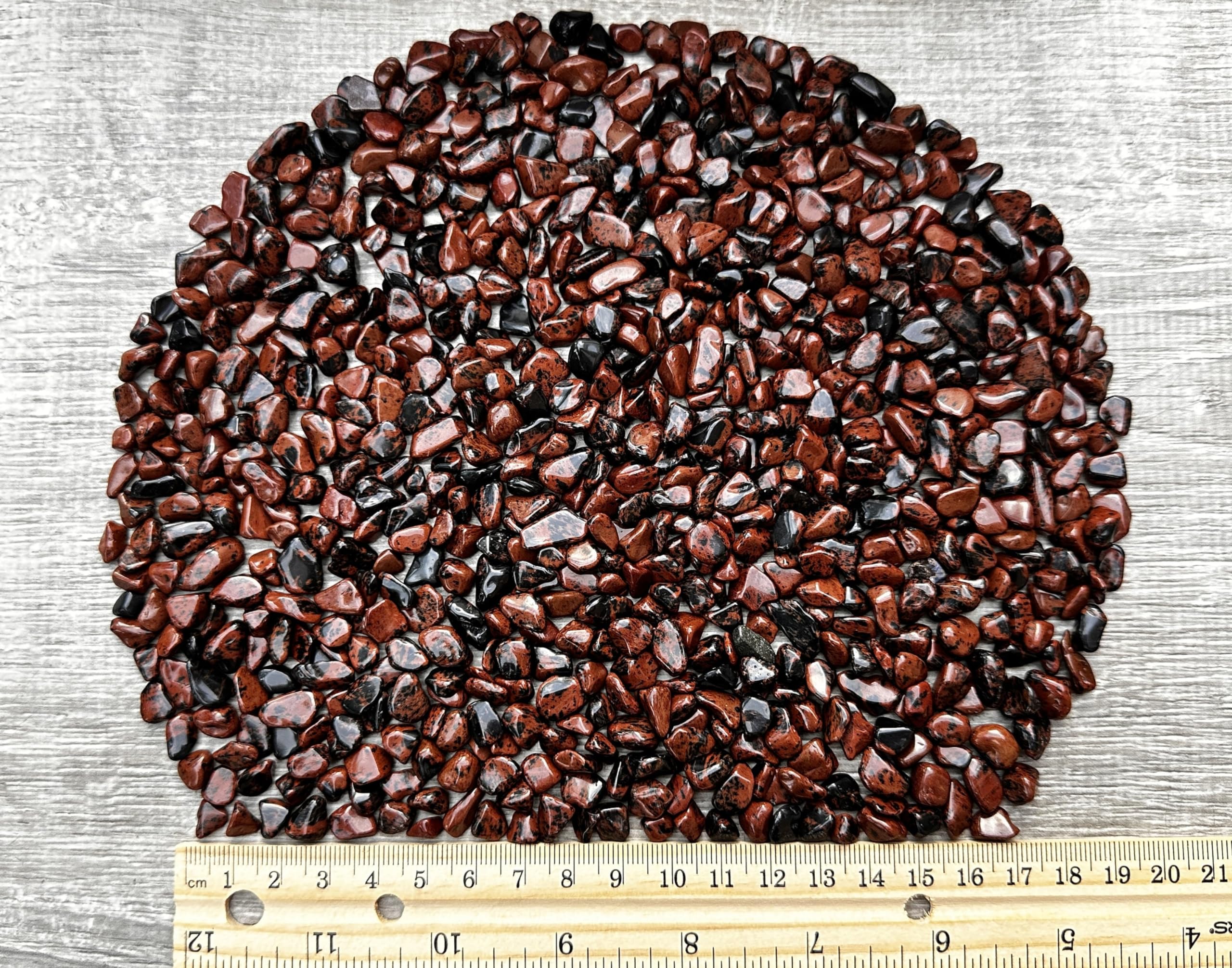 GAF TREASURES 2 oz Lot Natural Semi Tumbled Gemstone Chips, Crushed Mini Crystals, Undrilled Crystal Chips (Mahogany Obsidian)