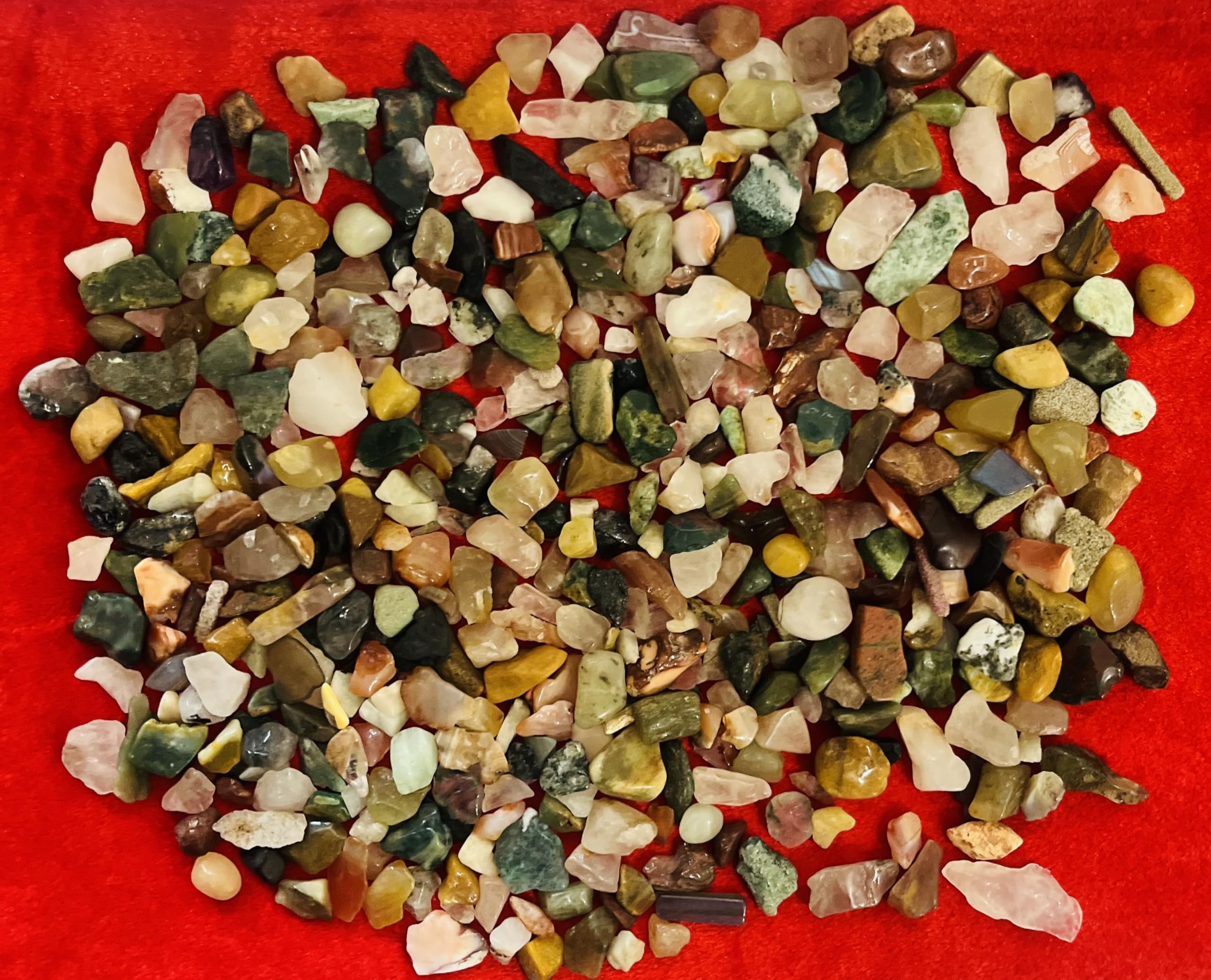 Indian Consigners Natural Crushed Polished Tumbled Gem Stone Chips, Decoration & Healing Crystals (Multi Assorted)