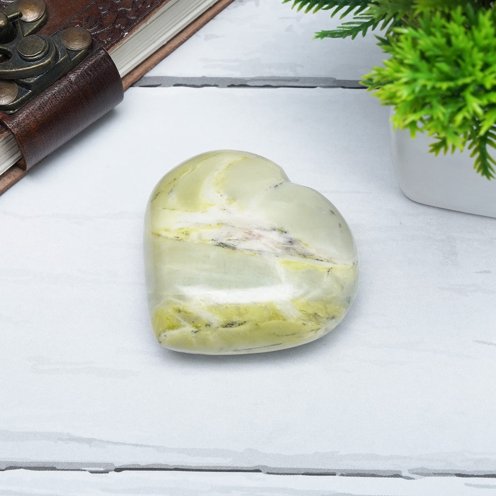 ZAICUS 50mm Serpentine Polished Heart Stone, Healing Crystal Palm Worry Pocket Heart Love Stones for Tumble Collection | Reiki S