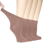 Hugh Ugoli Women Diabetic Ankle Socks, Super Soft & Thin Bamboo Socks, Wide & Loose, Non-Binding Top & Seamless Toe, 4 Pairs, Mi