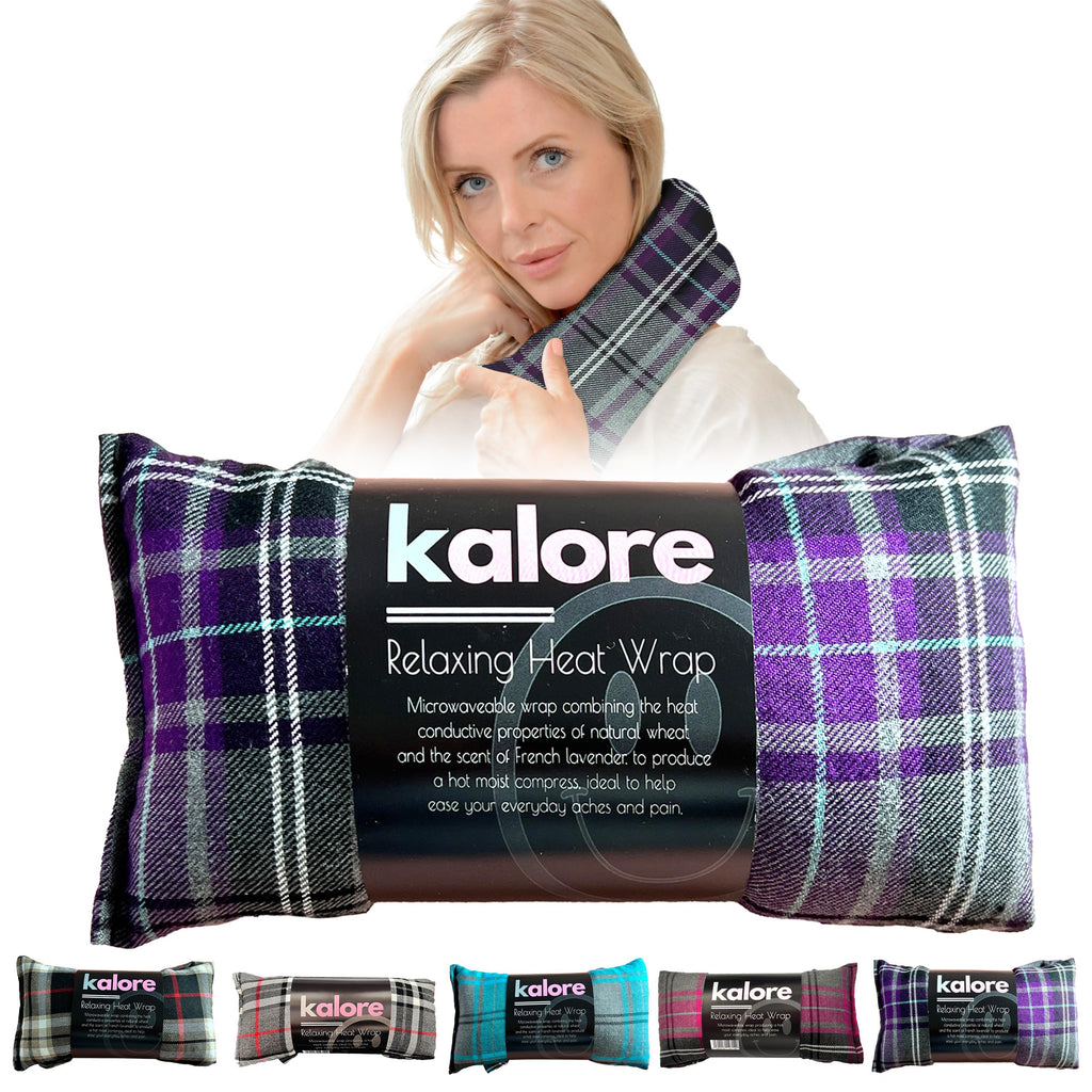 Microwavable Heating Pads for Winter Warmth, Back, Stomach & Head Comfort - Kalore Soft Cotton Tartan Neck Wrap - Even Heat Dist