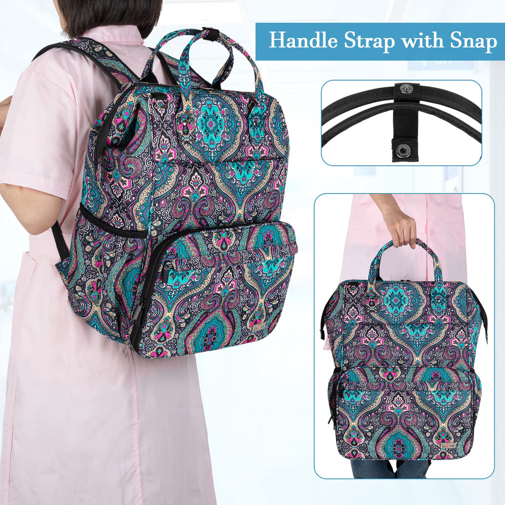 LoDrid Nurse Bag, Heavy Duty Nurse Work Backpack for Men & Women, Nurse Storage Backpack for Work with Steel Frame Top, 15.6 Lap