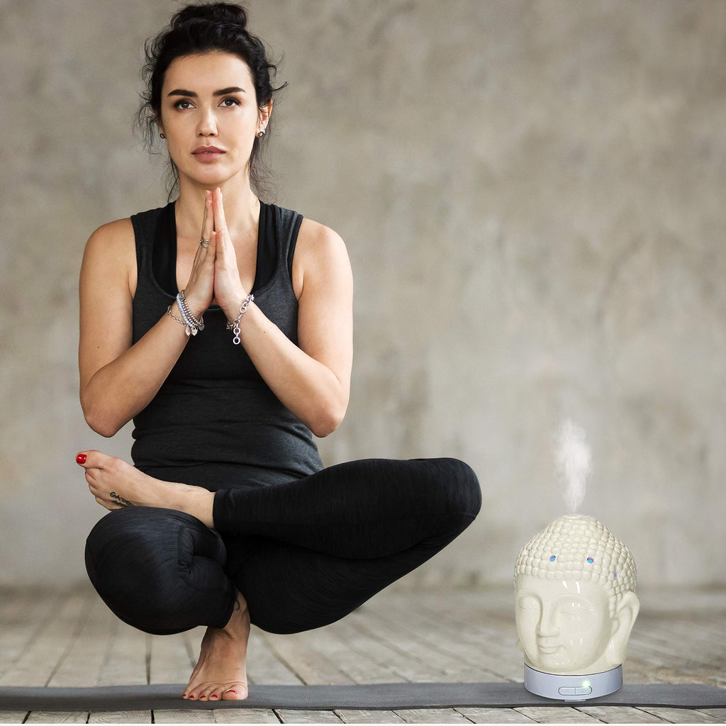 Aromar Buddha Ceramic Diffuser, White