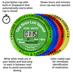 TimerCap Automatically Displays Time Since Last Opened - Built-in Stopwatch Smart Pill Bottle Cap Medication Reminder Case ( Qty