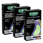 CURAD Performance Series IRONMAN Antibacterial Bandages, Extreme Hold Adhesive Technology, Extra Large Flexible Fabric Bandages 