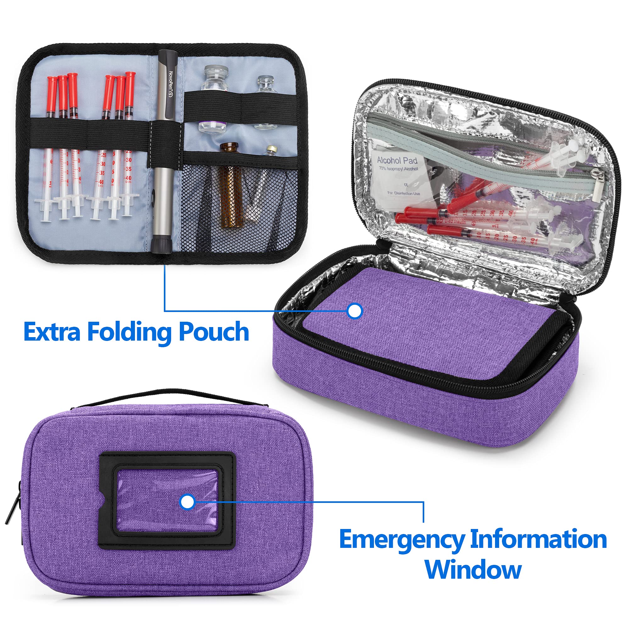 Yarwo Insulin Cooler Travel Case with 2 Ice Packs, Medication Diabetic Supplies Bag for Insulin Pens, Vials and Diabetes Testing