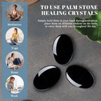QINJIEJIE 2.4 Black Obsidian Crystal Stone Natural Gemstones Polished Palm Stone Healing Crystals 1PCS Worry Stone Energy Balanc
