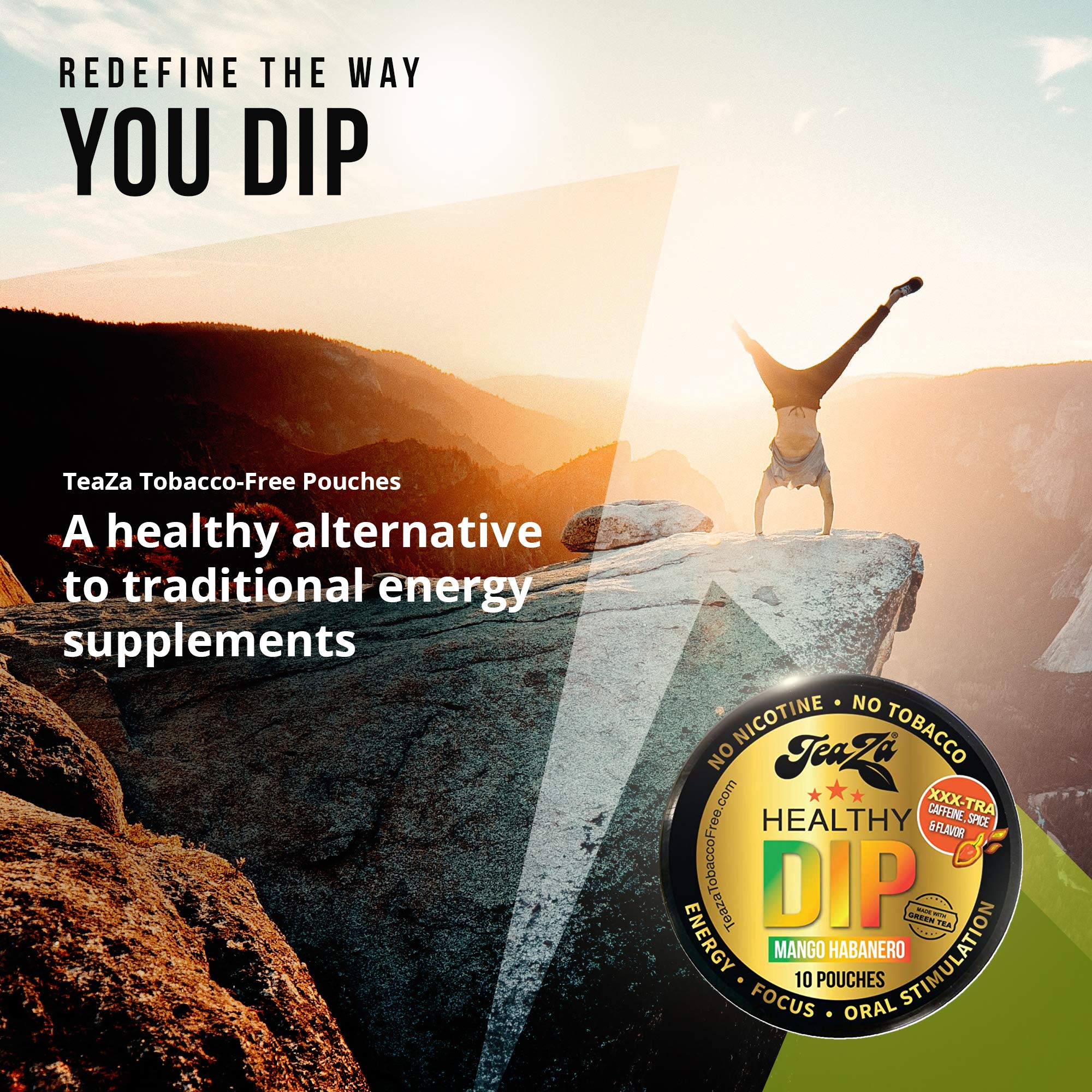 Teaza Energy Pouches Tobacco Alternative Nicotine Free Dip, Smokeless Alternative Snuff Healthy Dip Pouches Tobacco Free Chew, M