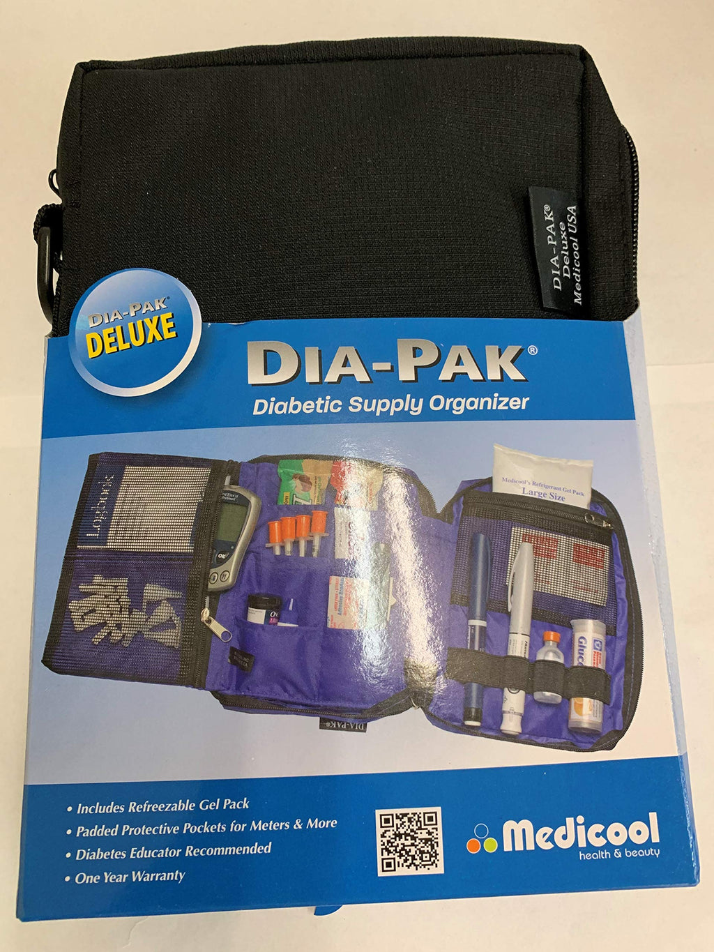 Medicool DIA-PAK Deluxe Diabetic Supply Organizer - Black
